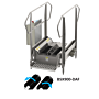 Stainless steel BSX900 Compact Walk Through Dual Sole Boot Scrubber by Best Sanitizers with 2 long horizontal brushes accommodates 15-25 users per minute, 115V  |  5608-31 displayed