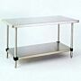 Solid-top 304 stainless steel cleanroom table with tool-free adjustable height shelf, from Metro  |  1305-00 displayed