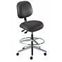 Black Elite ISO 8 Cleanroom adjustable, upholstered chair with an aluminum base by Biofit; high bench model #EEA-H-RC-T-AFP-XA-ISO8-06-P28540  |  2809-05 displayed