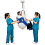 Compatible with GoLift patient handling, polyester and mesh slings with a large bottom opening ideal for patients requiring toileting; in S/M to X/XL sizes