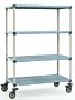 Four-tier cart with quick adjust shelves and removable polymer shelf mats, their open grid design allows air and light penetration  |  1534-33 displayed