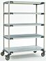 Antimicrobial five-tier cart with solid bottom MetroMax i shelf and polyurethane casters, ideal for placement in walk-in coolers  |  1534-44 displayed