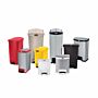 Resin and stainless steel medical waste management receptacles in a variety of colors are available in 4-gallon to 30-gallon capacities
