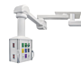 Customizable dual-mount operating room pendants feature a 340 degree rotation, eight integrated rails, adjustable shelves and seamless infection control