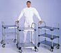 Stainless steel and Chrome Plated Utility Carts by InterMetro features rod or solid steel shelves
