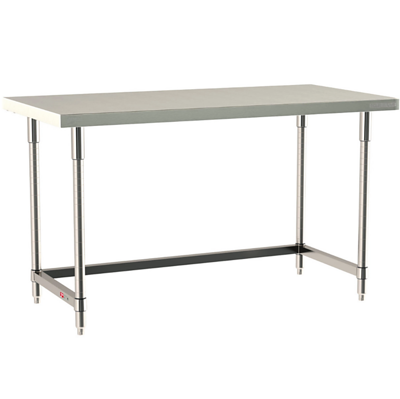 316 Stainless Steel TableWorx Work Tables with 304 SS Legs and 3-Sided Frame by Metro ideal in cleanrooms and biopharma applications; various sizes available | 1543-PP-05 displayed