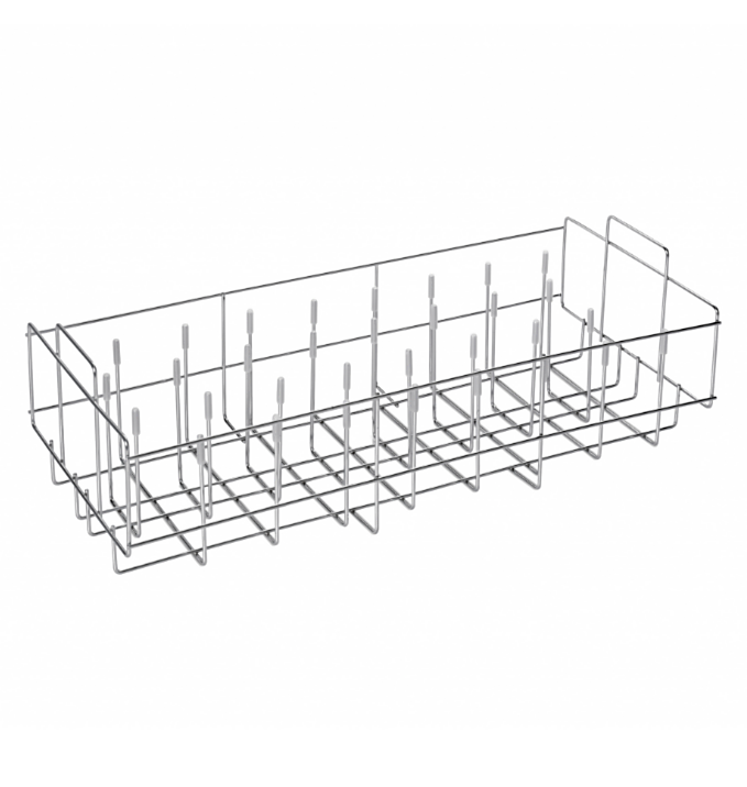 Labconco 304 stainless steel 32-pin Labware Insert #4401801 for inverted wider-mouth flasks and beakers used with standard and spindle racks | 6921-59 displayed