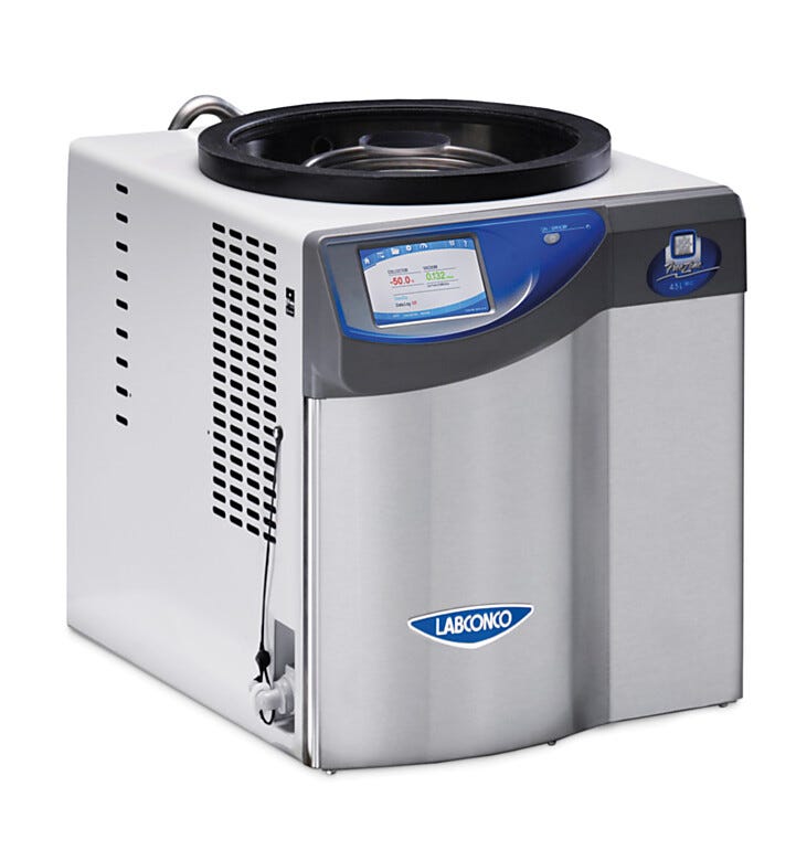 Labconco FreeZone 4.5L Benchtop Freeze Dryers with Lyo-Works and choice of stainless-steel or PTFE collector coil for light to moderate sample loads | 6923-34A displayed