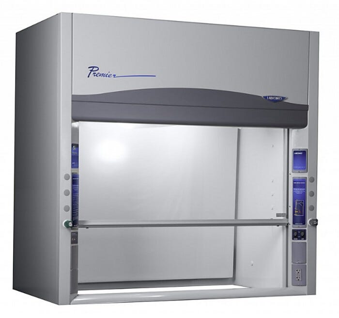 Shown: 5' Protector Premier Laboratory Hood from Labconco with tempered glass, vertical-rising sash | 3649-22 displayed