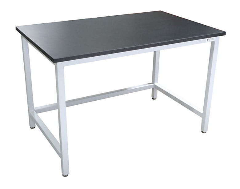 Work station with epoxy-resin top resists common organic compounds and solvents