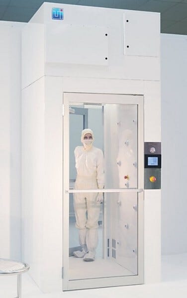 Cleanroom Powder Coated Steel Air Shower with model | 6010-00A displayed