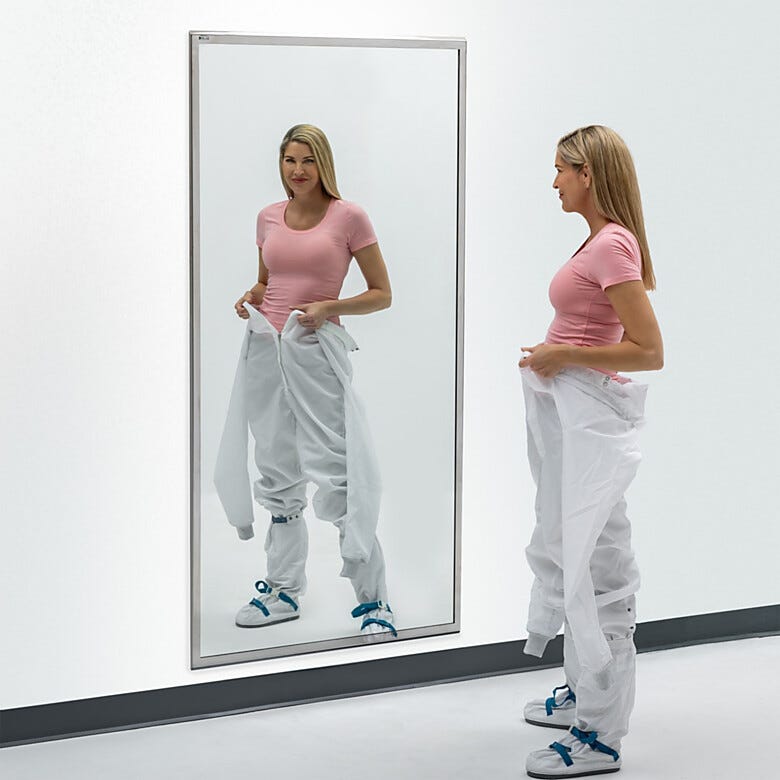 BioSafe® cleanroom mirrors eliminate sharp edges to simplify cleaning. Industrial-grade, copper-free glass insures optimal cleanliness and corrosion protection  |  5252-52B displayed