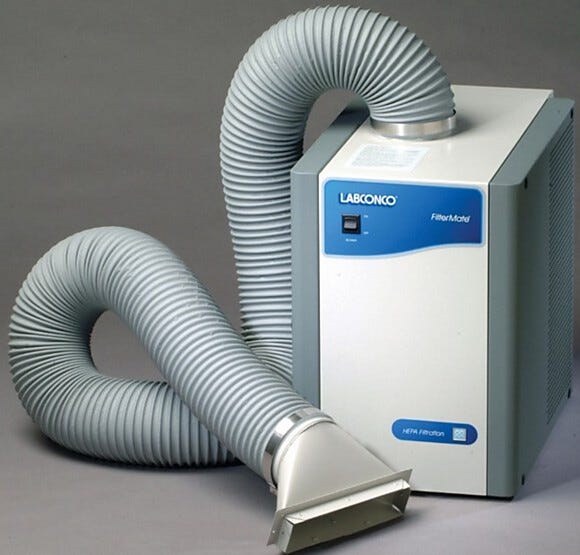Allows safe return of filtered air to the lab or cleanroom, eliminating the need for ducting  |  3646-36 displayed
