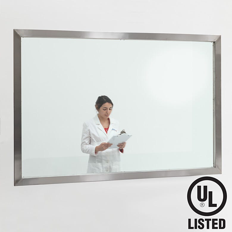 Fire-Rated Cleanroom Window; CleanMount™, Single Pane, 45 Minute Rating ...