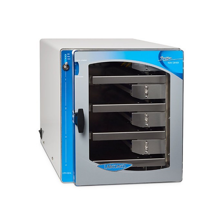 Labconco Lyph-Seal Tray Dryer includes four heated shelves and a sample temperature probe