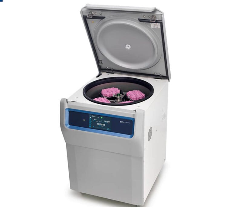 4-liter Floor Model Multifuge X4F Pro Centrifuge by Thermo Fisher Scientific with a 100-program run and color touchscreen LCD display designed to save benchtop | 1717-63 displayed