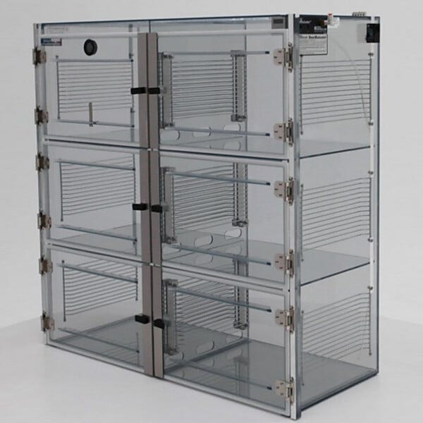 ValuLine® semiconductor desiccator cabinet, static-dissipative PVC, 6 chambers with adjustable shelving  |  3949-38C displayed