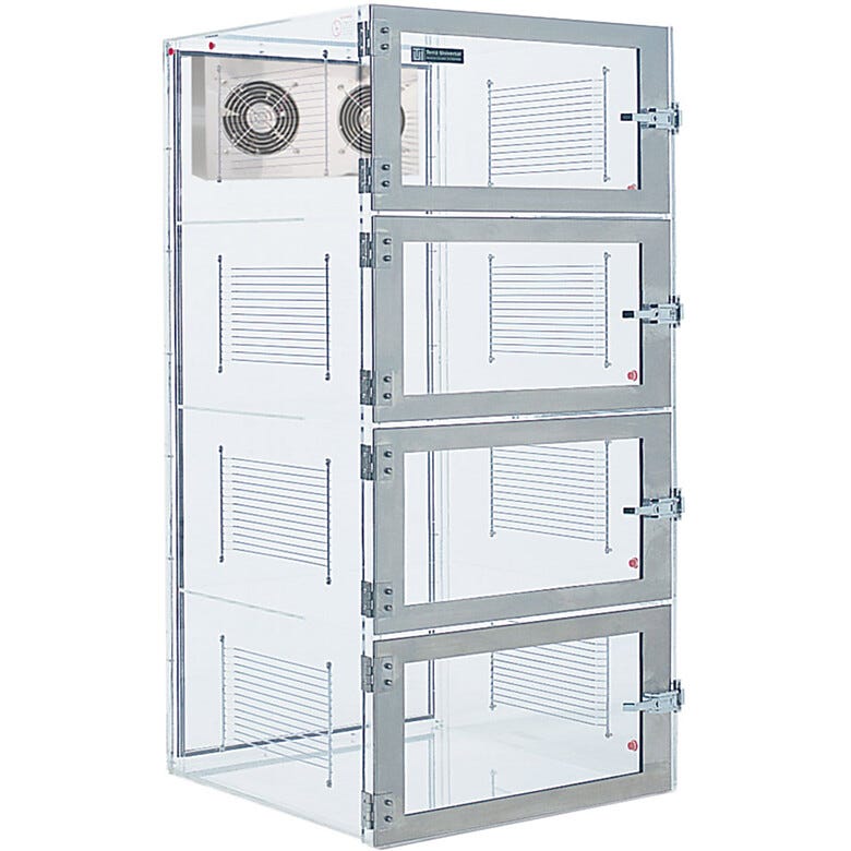 IsoDry Smart nitrogen desiccator cabinet, acrylic, 4 chambers with automatic RH control  |  3950-47F-ISO displayed
