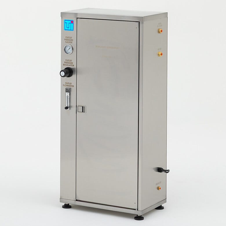 Compact nitrogen generator with purity control, low-pressure alert, and prefilters  |  2700-12C displayed