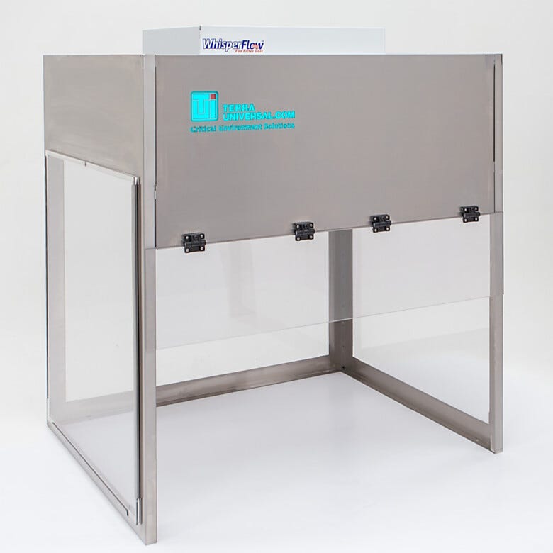 Universal Benchtop Vertical Laminar Flow Hood; 3ft wide, ISO 5 - class 100 mini-cleanroom environment, with static-dissipative PVC panels | 1675-53-36 displayed