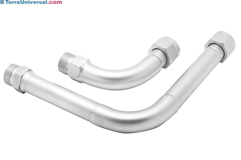 2 Elbow fittings 90, M16x1 female/male, offset, for use with M16x1 male or female connections  |  2540-90A displayed