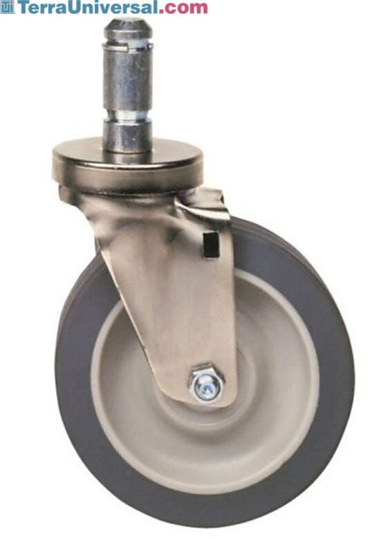 Five-inch braking cart casters. Product details may differ.  |  2080-56 displayed