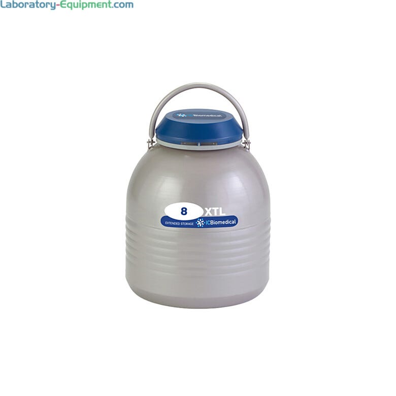 TW 8XTL for long-term LN2 storage at cryogenic temperatures has an 8L capacity, an 80-day static hold time and a lockable lid; includes six 5