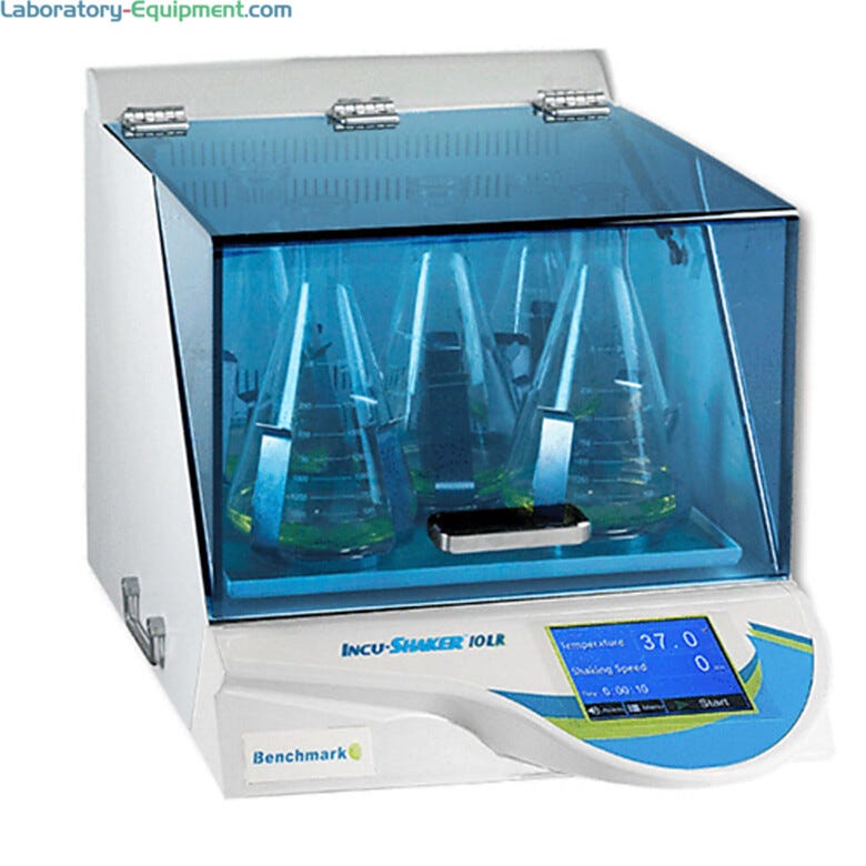 Incu-Shaker 10LR Refrigerated Shaking Incubators by Benchmark Scientific includes a non-slip rubber mat platform and holds temperatures