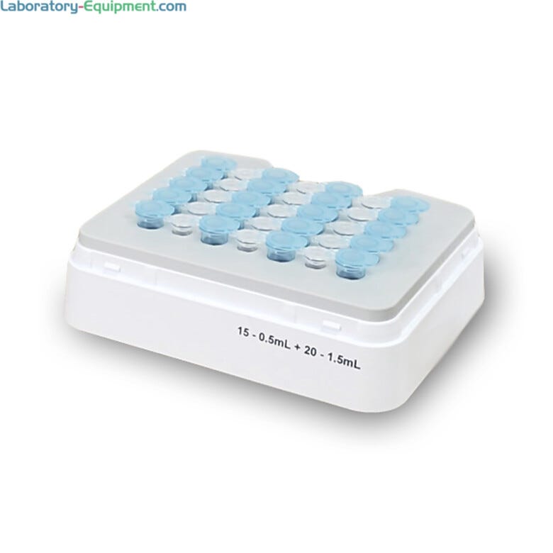 Combination block, 15x0.5ml and 20x1.5ml for temperature control from 0 to 105°C for use with MultiTherm Touch Shaker; compatible with optional Heated Lid #H510  |  5323-64 displayed