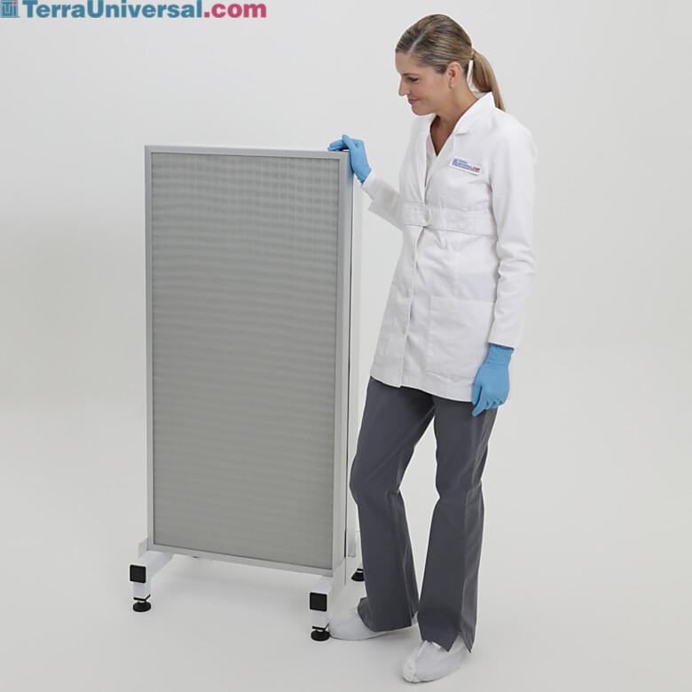 Front side of horizontal HEPA filtration system; 1 FFUs mounted on a base stand
