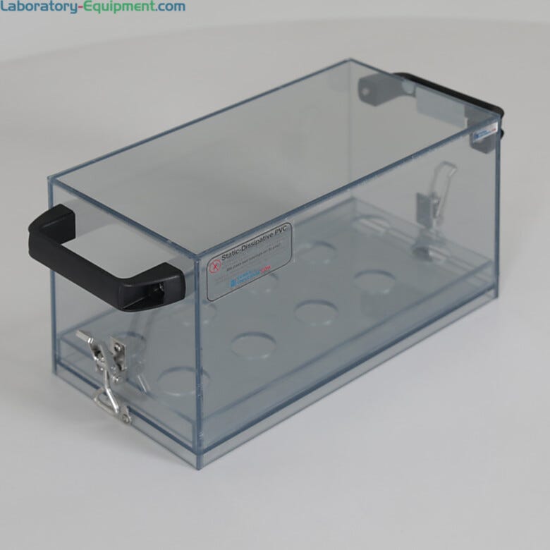 10-vial holder and carrying case in static dissipative PVC with secured detachable bottom and side handles  |  4951-86 displayed