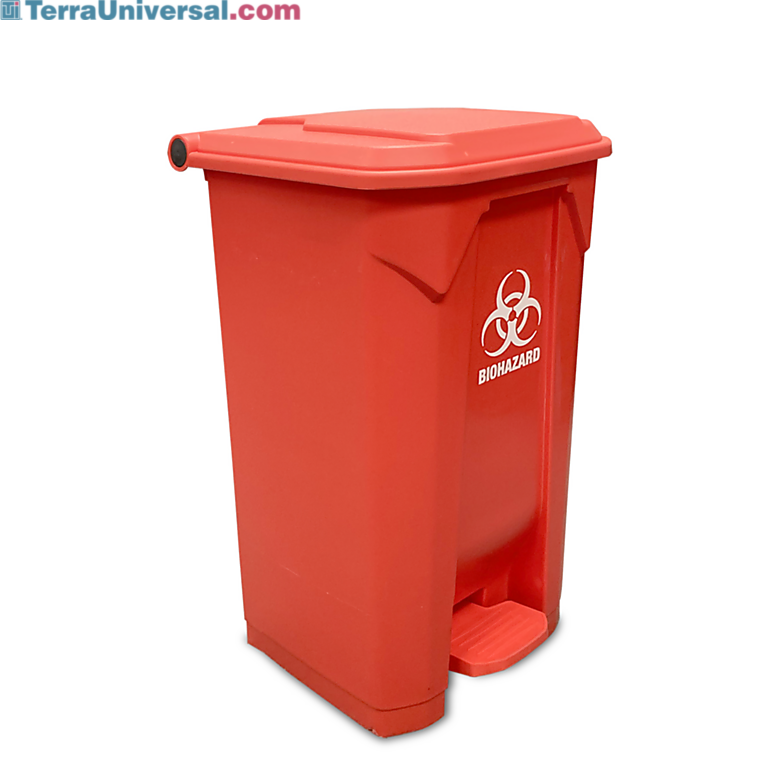 MTC Bio Extra-Large 23-Gallon Biohazard Bin for disposal of infectious or contaminated waste features a foot-pedal operated lid, bag notch hooks; A8002B  |  5705-94 displayed
