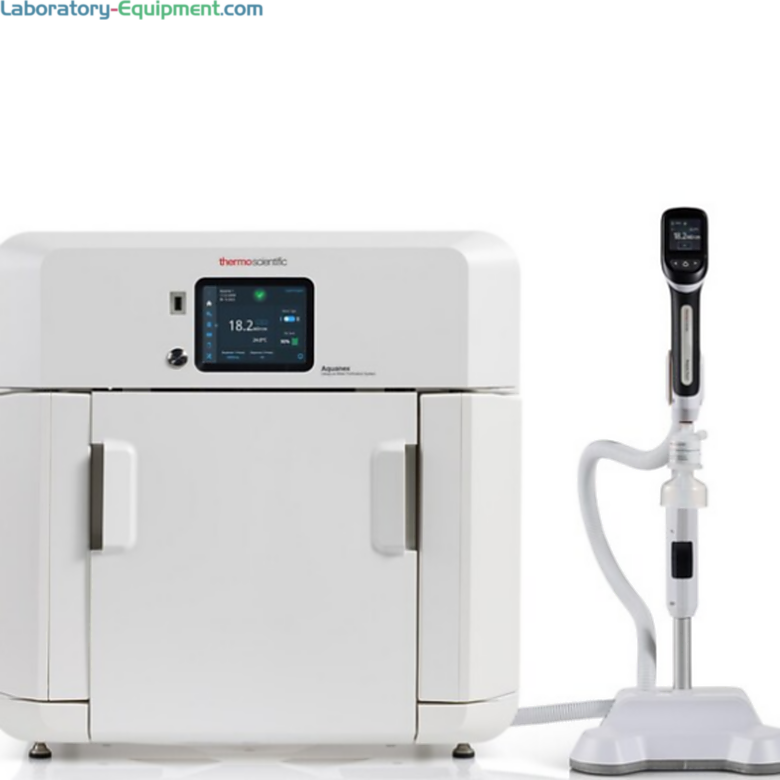 Aquanex 10L Type 1 Ultrapure Water Purification by Thermo Scientific with a 10-liter internal tank, hand dispenser, DI Cartridge Set, UV/UF, 0.1 μm final filter | 1729-46 displayed