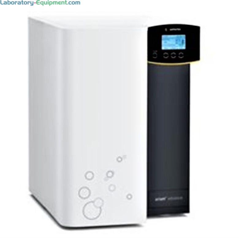 Select models produce 5L or 10L per hour of ASTM Type 2 water; features three purification stages and iJust water optimization software  |  5704-PP-06 displayed