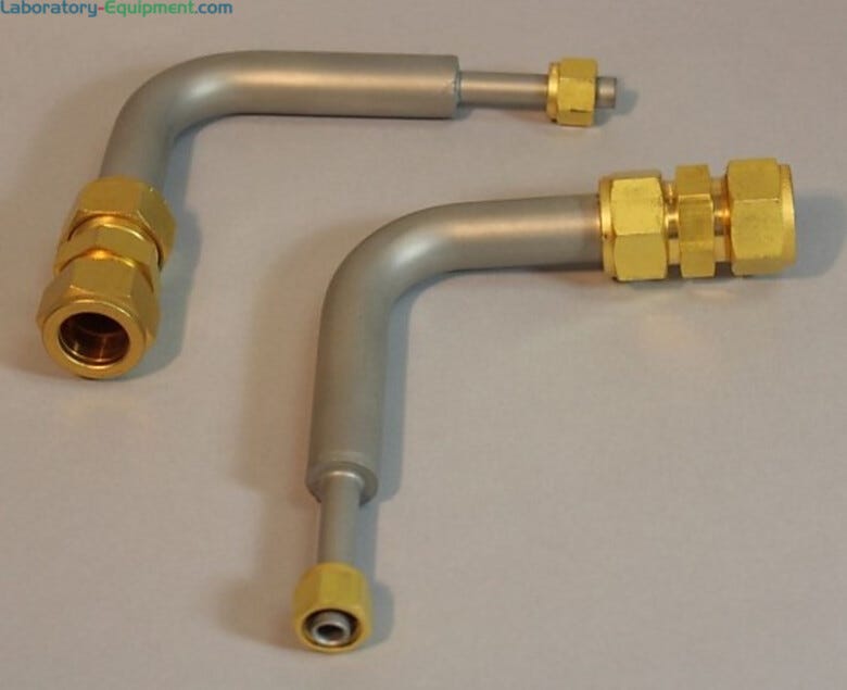 Fittings permit neoprene hose (not included) to attach to Precise Glove Box's inlet/outlet. | 3644-27 displayed