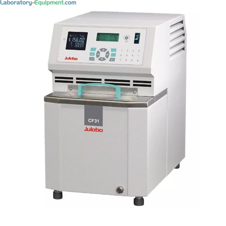 High-Tech CF31 Cryo-Compact Circulator by Julabo with a -40C to +150C temperature range, a 3.5L capacity, RS232/RS485 interface, and a 15L/min flow rate  |  2540-06 displayed