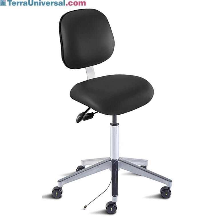 Biofit Elite Series Black High Bench Chair, Conductive Vinyl, Ergonomic, 22