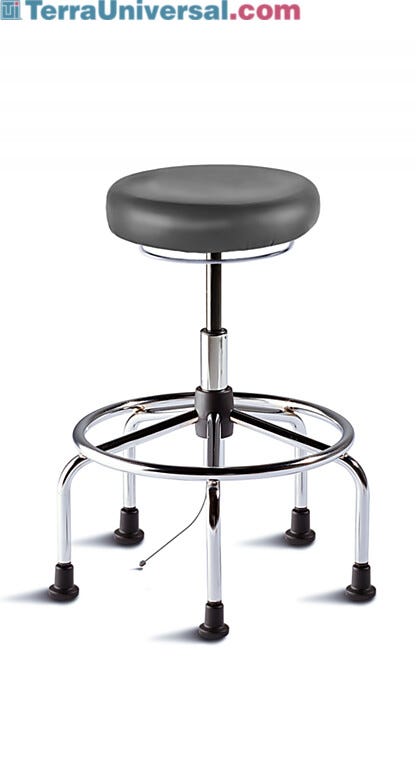 Biofit black ISO6 high bench seat for ESD applications includes tubular steel base, footring and 2