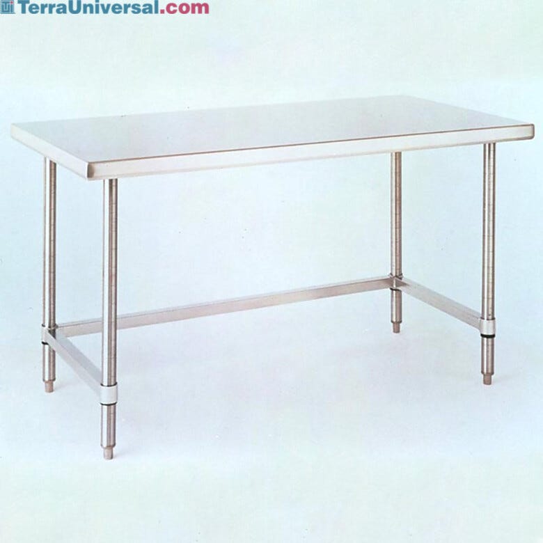 Solid-top 304 stainless steel cleanroon table from Metro with 3-sided