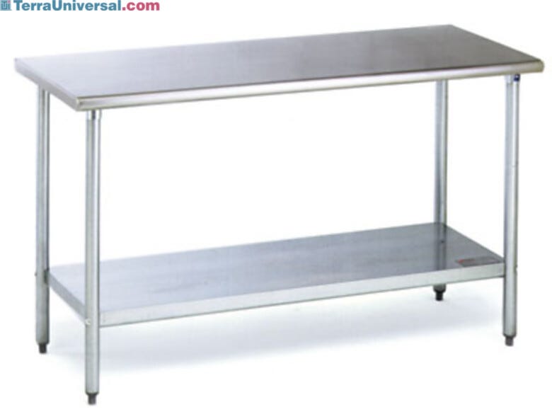 Stainless steel laboratory table with stainless steel top and undershelf, galvanized steel legs  |  1373-19 displayed