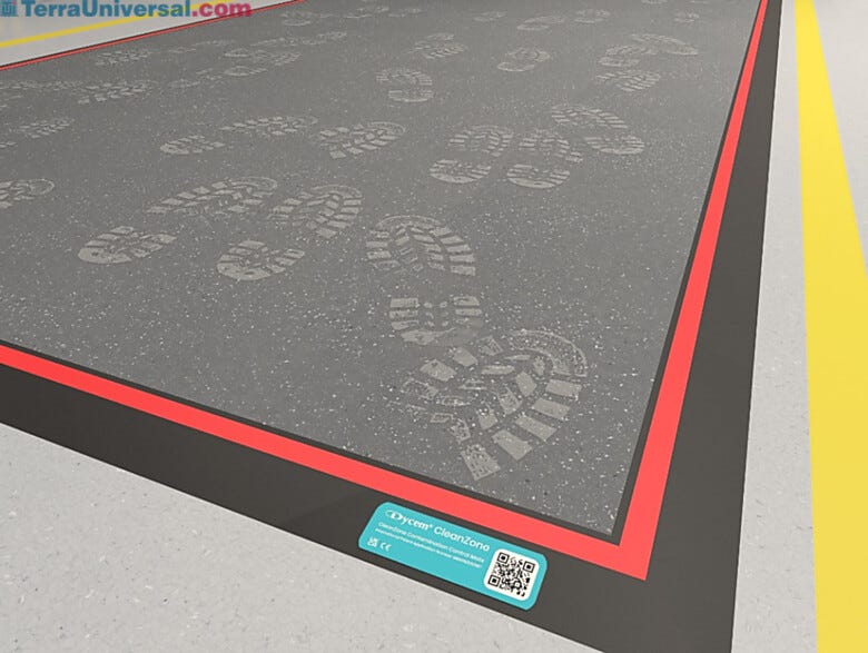 The mat captures and retains fine particulate from shoes for effective contamination control in environments where cleainliness is essential  |  3801-PP-01 displayed