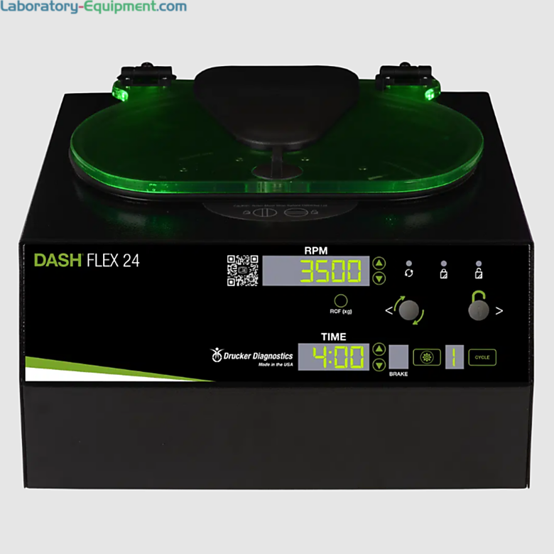 Drucker DASH Flex 24 Programmable STAT Centrifuge with rotor, tube holder, a 24 x 75-100 mm capacity, 3 presets, 10 settings and a max 3,450 xg; 00-184-009-000