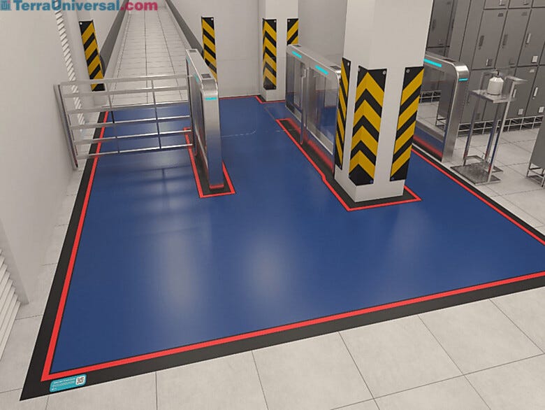 CleanZone floor covering captures contamination from cart wheels, shoe covers and more  |  3801-PP-01 displayed