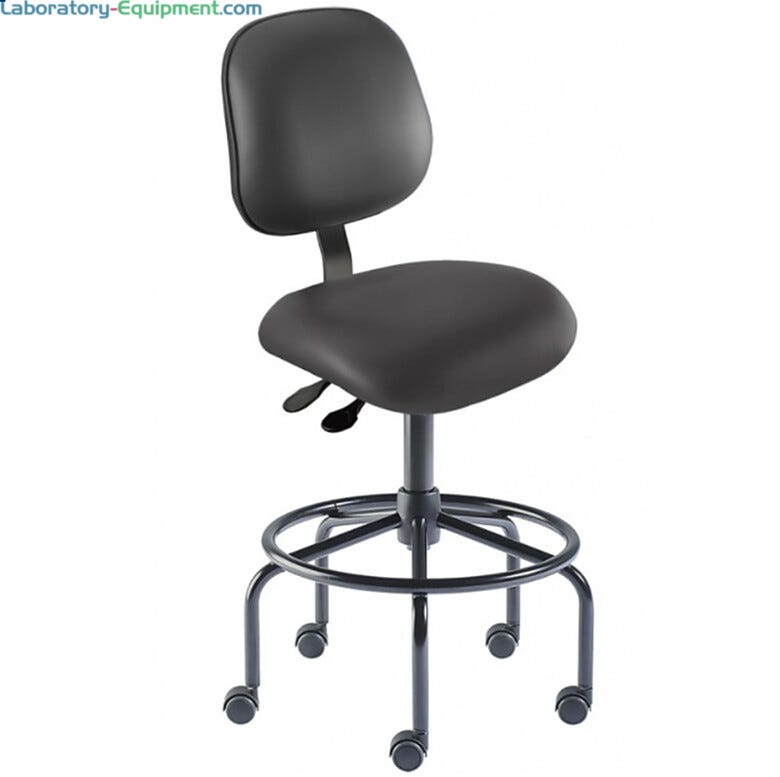 Black Elite EES-H-RC ISO 7 Cleanroom Chair by Biofit with a steel base and powdercoat finish; high bench model EES-H-RC-T-XF-XA-ISO7-06-P28540 | 2809-36 displayed