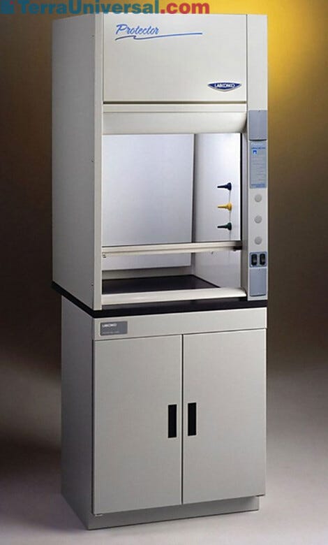 Shown: Labconco Protector Fiberglass Fume Hood with optional base cabinets | 3646-48 displayed