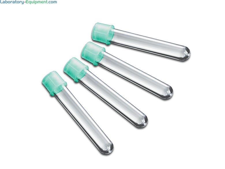 FlowTubes Cytometry instrument shown with strainer cap also available with standard two-position cap or no cap; used for cell sorting and straining applications  |  5705-58 displayed