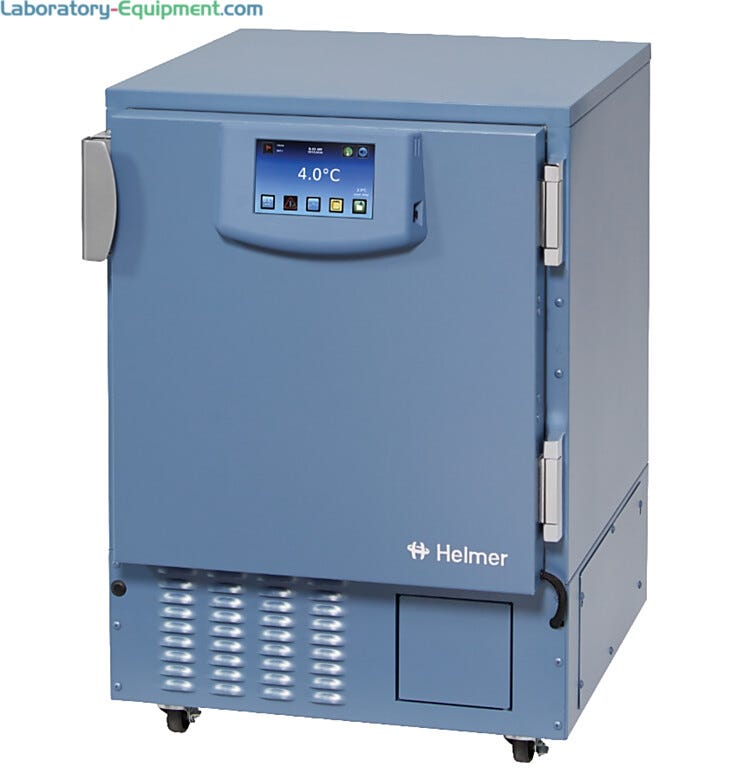Energy-efficient iLR105-GX Lab ADA Undercounter Refrigerator by Helmer Scientific in 5.3 cu. ft. model with Advanced iC3 interface  |  6707-17A displayed