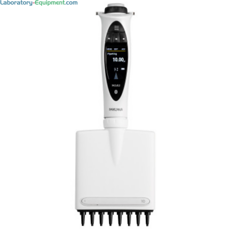 8-channel LH-747321 Picus 2 Electronic Pipette by Sartorius with a 0.2-10 μl volume range, an adjustment wheel, safety features and connectivity