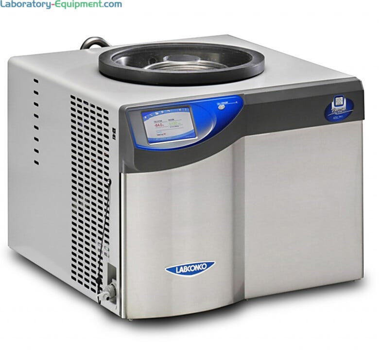 FreeZone 4.5L and 8L -84C Freeze Dryers with aPTFE collector coil by Labconco lyophilize samples with low eutectic points  |  6923-32A displayed
