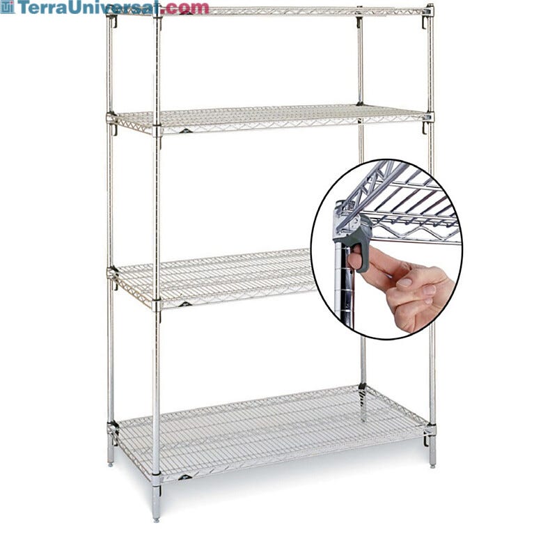 Metro Super Adjustable Super Erecta 4-Shelf Industrial Wire Shelving Starter Unit, Stainless Steel